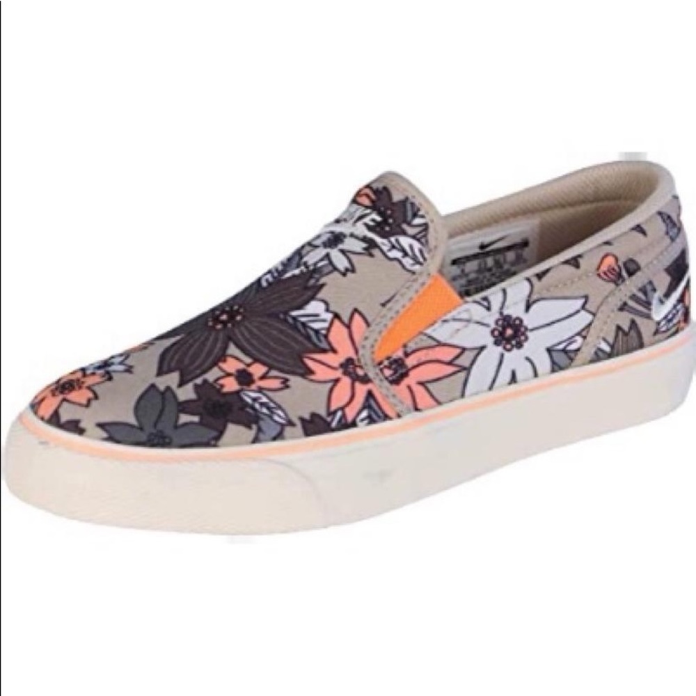 🧡🌸🌺NIKE Toki Slip Print Women Slipper Beige Slip on